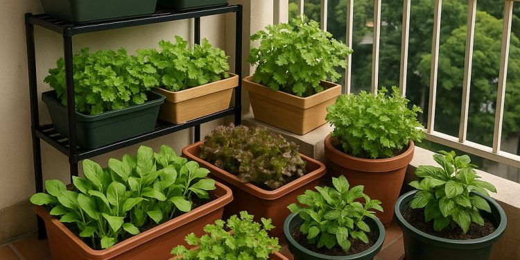 ปลูกผักบนระเบียงคอนโด