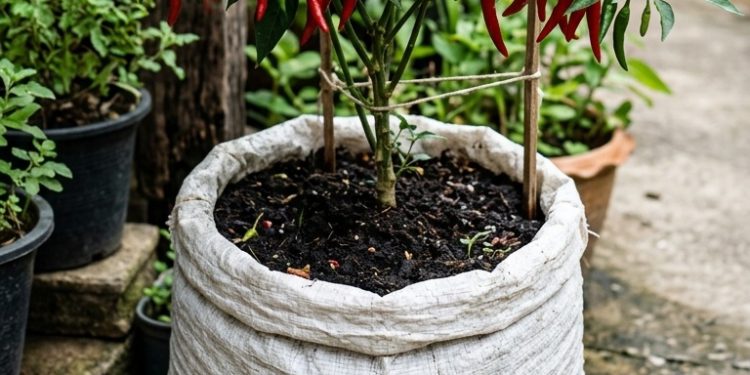 ปลูกพริกในถุงกระสอบ พื้นที่น้อยก็ทำเงินได้